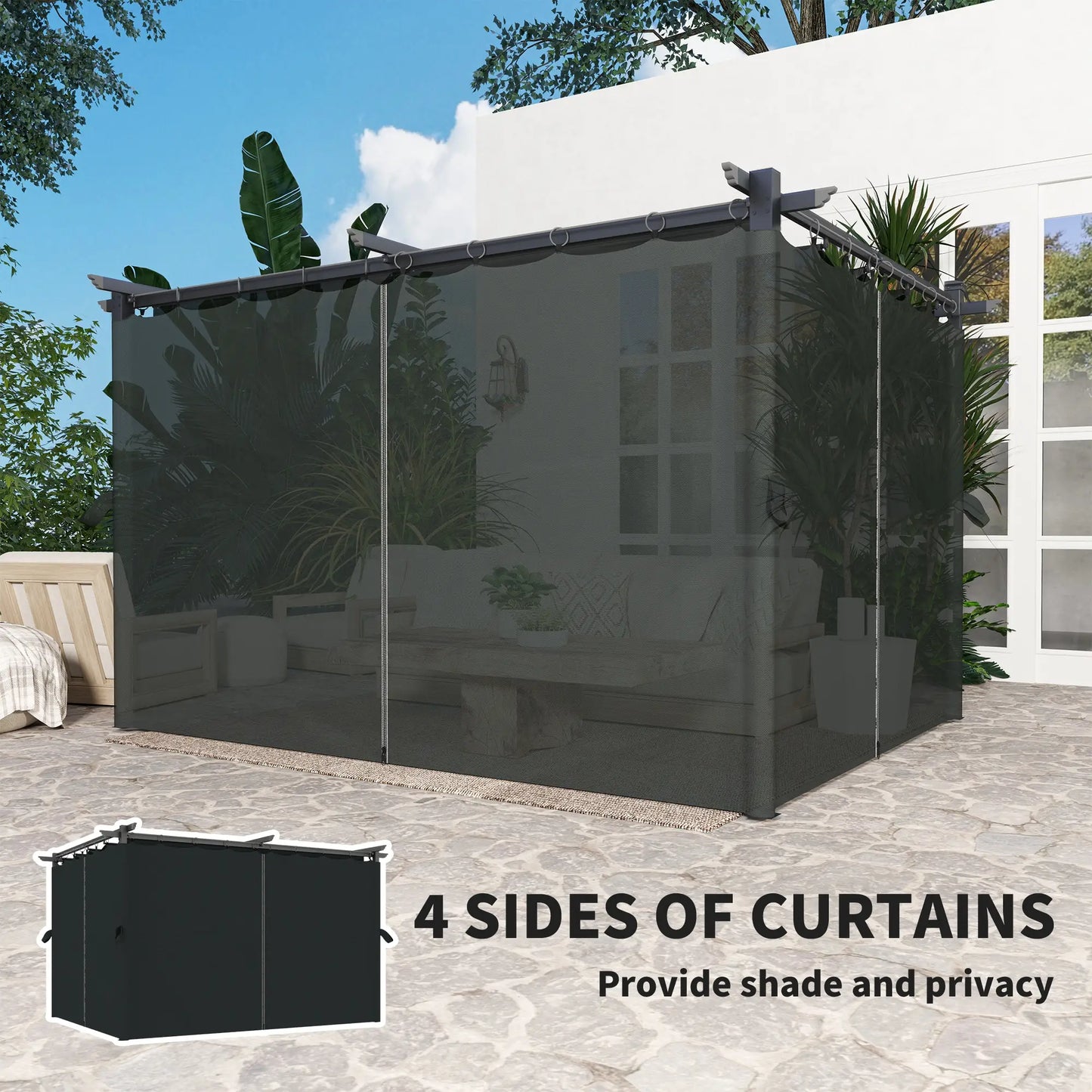 10' x 13' Pergola, Retractable Canopy, UPF30+ Sun Shade, Garden, Backyard Pergolas at Gallery Canada