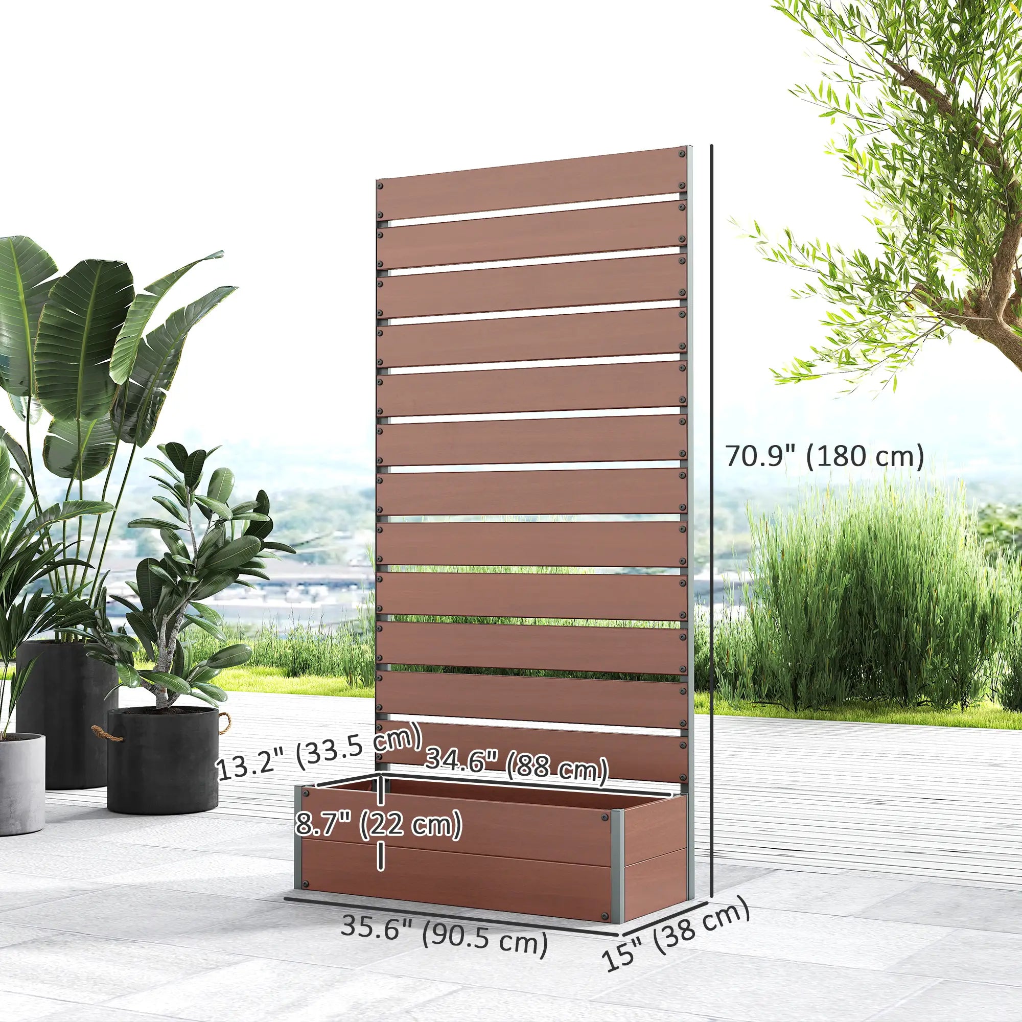 Trellis Planter Box, Raised Garden Bed With Trellis, Light Brown Wooden Planter Boxes at Gallery Canada