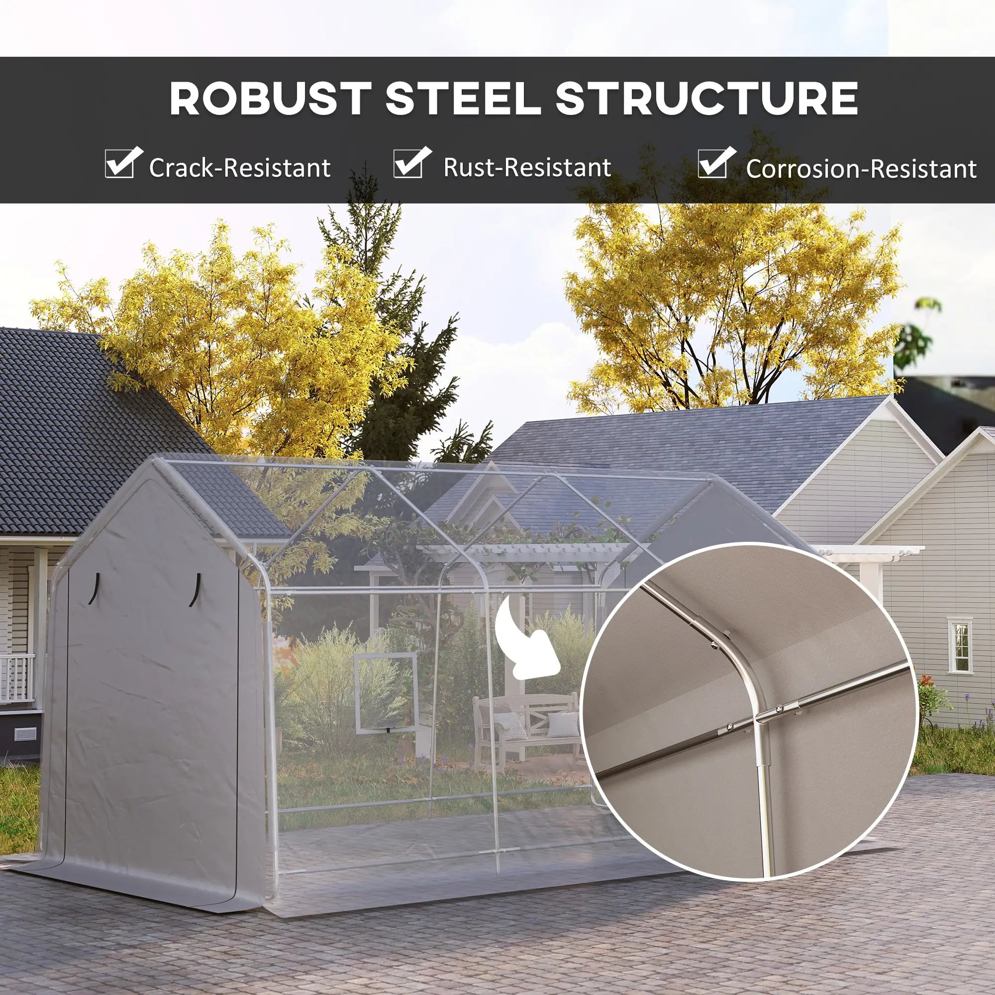 Heavy Duty Carport, 10 x 17 ft, Portable Garage, Roll-up Door, Grey Car Shelters at Gallery Canada