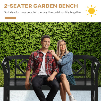 Wooden Outdoor Bench, 3 Person, Diamond Backrest, Slatted Seat, 792 LBS, Black Outdoor Benches at Gallery Canada