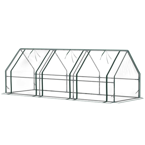 Portable Mini Greenhouse Tunnel, Zippered Roll-up Doors, Clear
