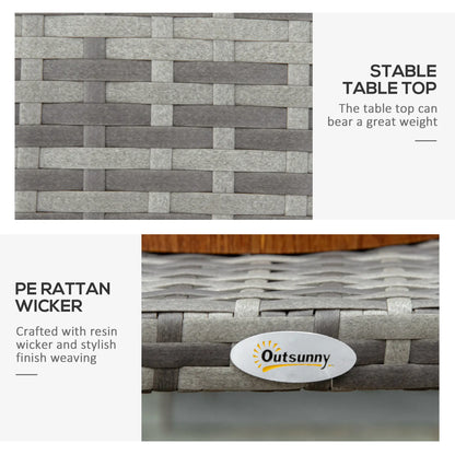 Rattan Coffee Table, 35.4" x 19.7", All-Weather PE, Outdoor Side Table, Grey Patio Side Tables at Gallery Canada