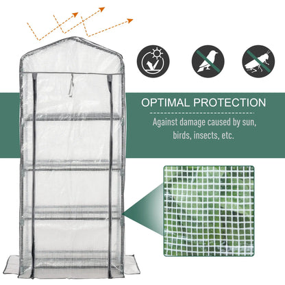 Portable Greenhouse With 4 Tier Shelves, Steel Frame, PE Cover, 28" x 20" x 63", White Portable Greenhouses at Gallery Canada