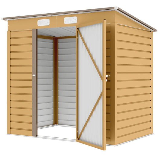 6 x 4FT Galvanized Metal Garden Storage Shed, Yellow Sheds Yellow at Gallery Canada