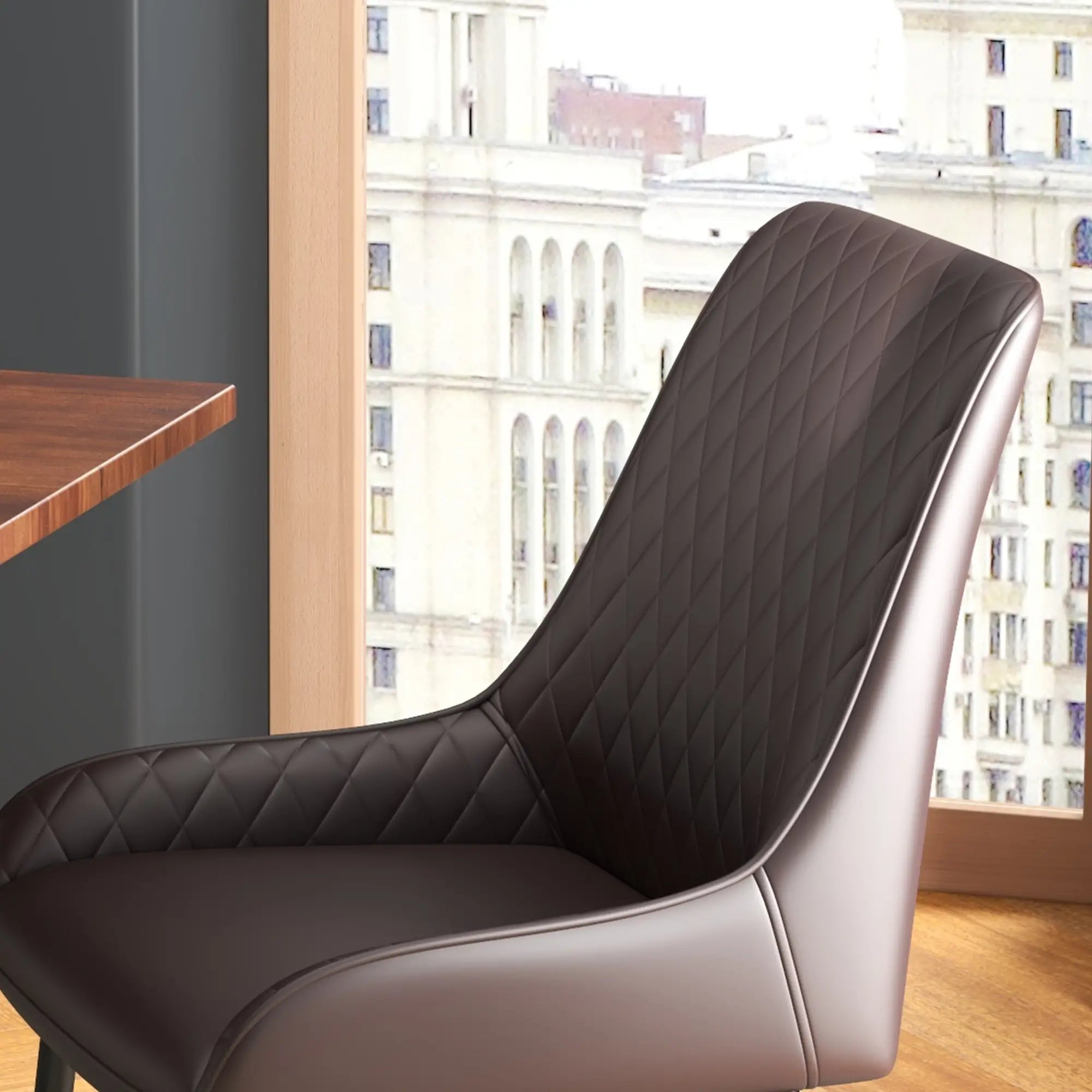 Upholstered Kitchen Chairs, Set of 4, Diamond Tufting, Steel Legs, Brown Bar Stools at Gallery Canada