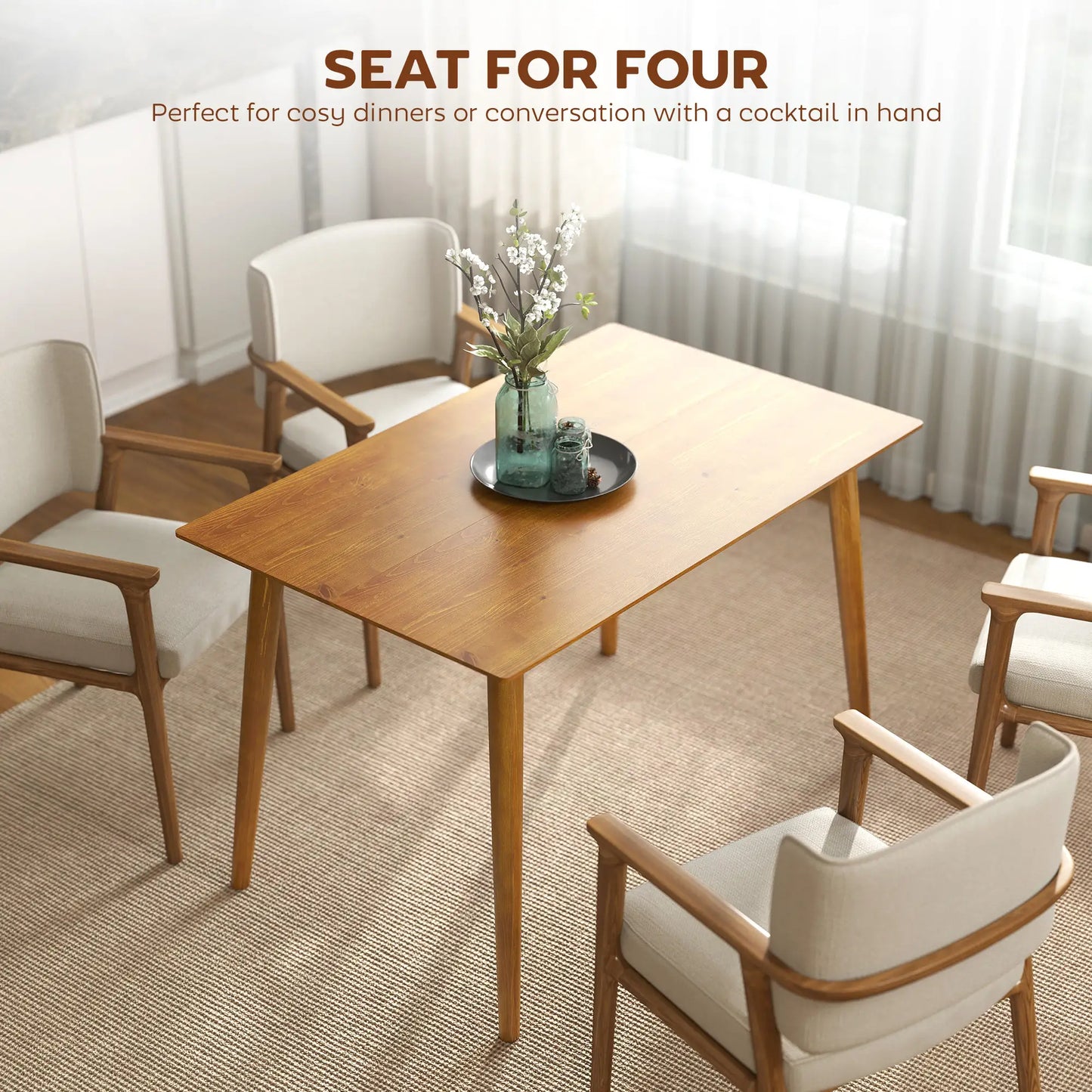 47" x 30" Dining Table, Farmhouse Dining Room Table with Pine Wood Frame, Space Saving Kitchen Table, Brown Dining Tables at Gallery Canada