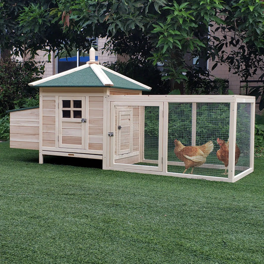 77 Chicken Coop Hen House Rabbit Hutch, Outdoor Poultry Cage with Nesting Box Chicken Coops Natural at Gallery Canada