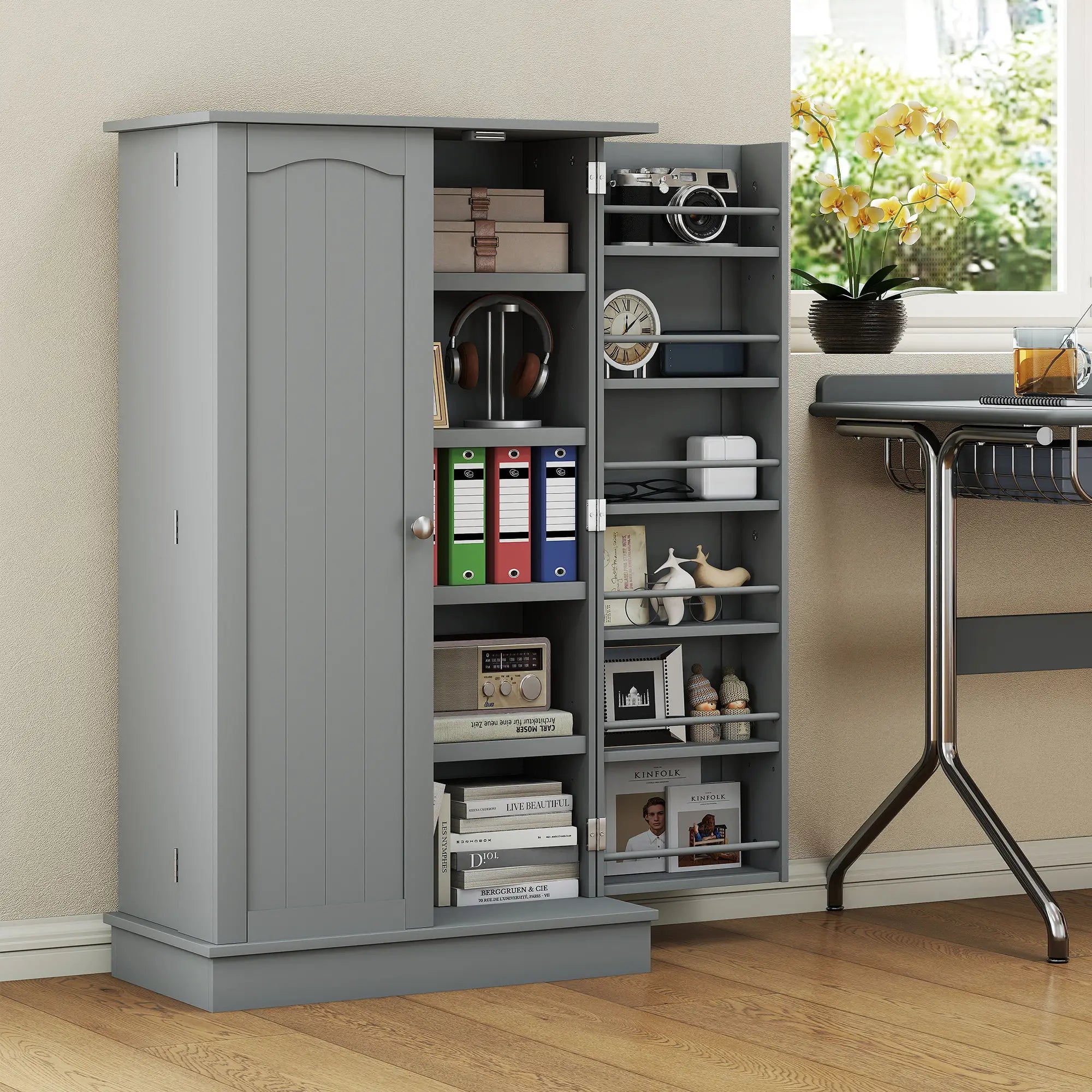 41 Storage Cabinet, 2-Door Kitchen Pantry, 5-Tier Shelving, Grey Kitchen Pantry Cabinets at Gallery Canada