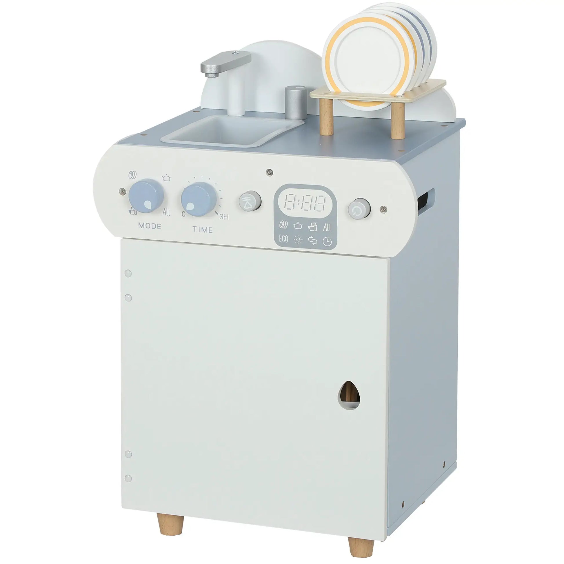Wooden Dishwasher Playset, Play Sink Toys, Faucet and Accessories Play Kitchen Light Blue, White at Gallery Canada
