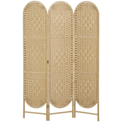 3 Panel Bohemian Privacy Screen, Arched Top Room Divider, Natural Wood Room Dividers Natural at Gallery Canada