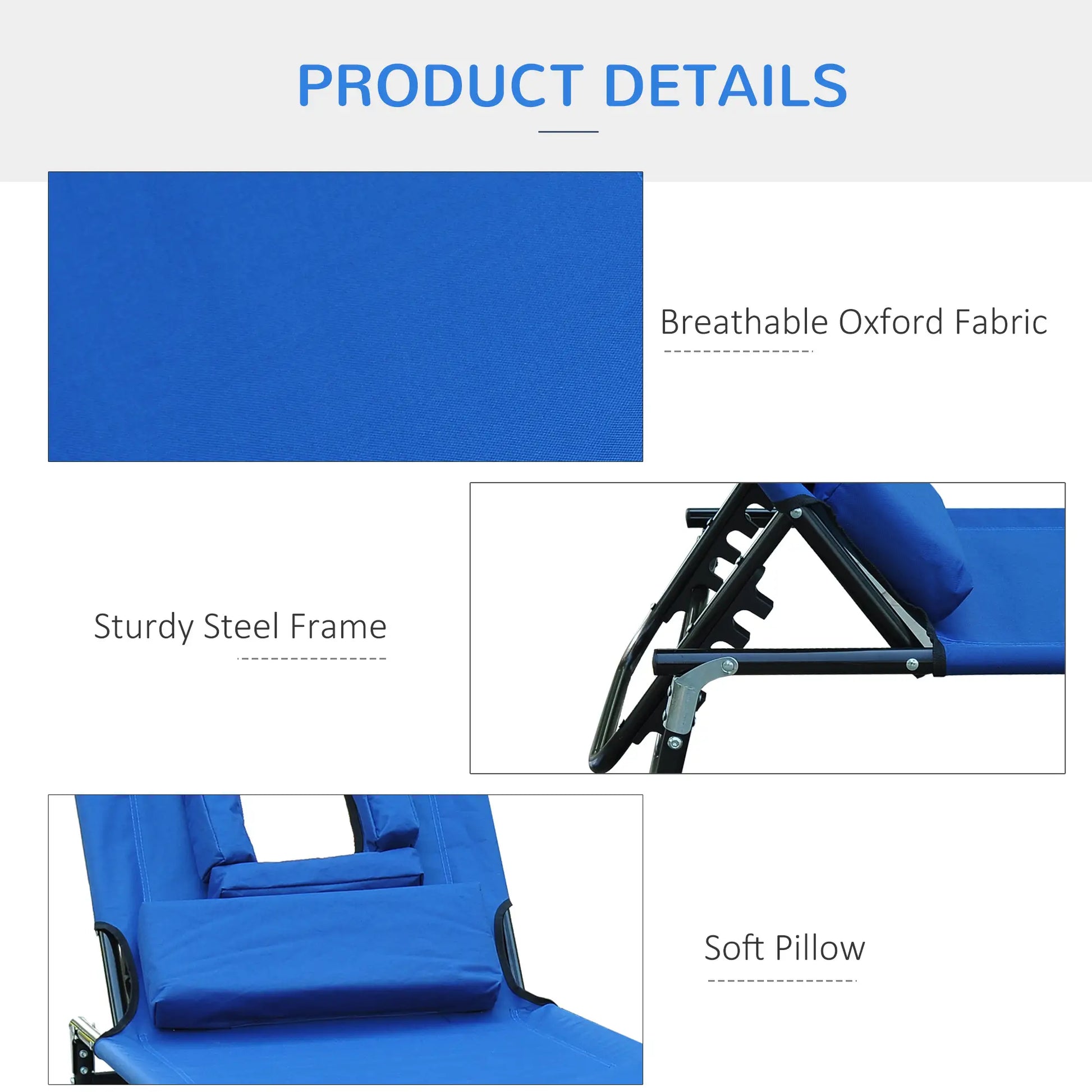 Folding Outdoor Lounge Chair, Portable, 4-Position Adjustable, Blue Lounger Chairs at Gallery Canada