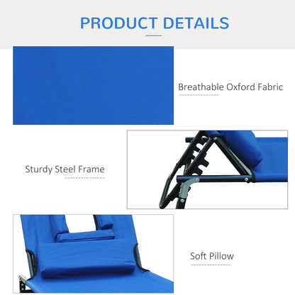 Folding Outdoor Lounge Chair, Portable, 4-Position Adjustable, Blue Lounger Chairs at Gallery Canada