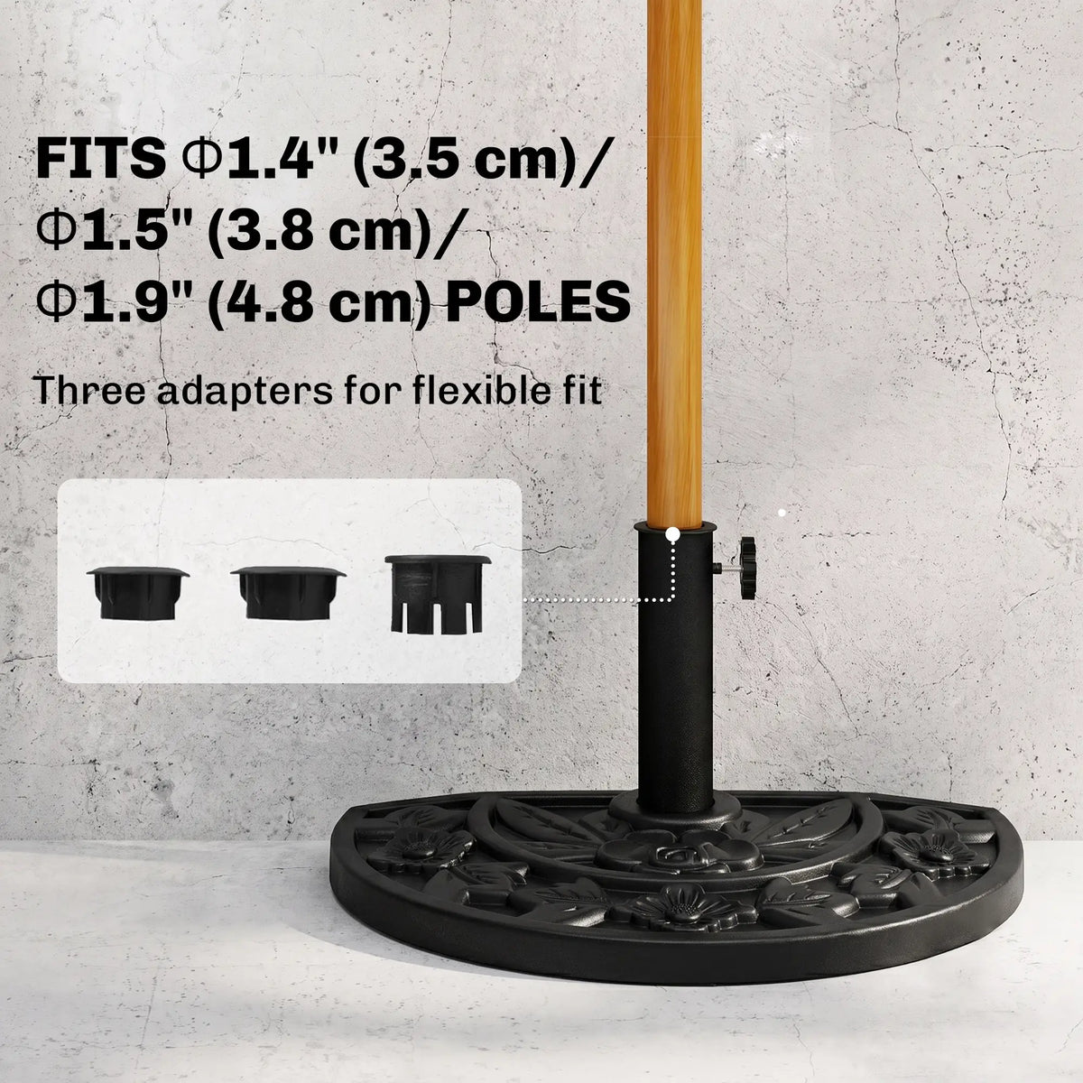 Heavy Duty Half Umbrella Base 20 lb, Outdoor Patio Stand, Black Umbrella Bases at Gallery Canada