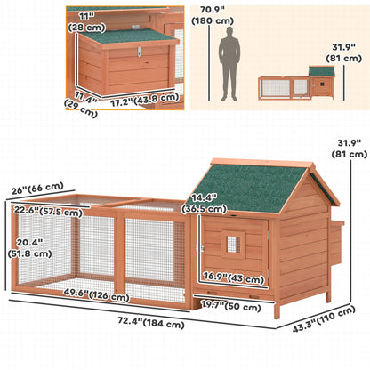 72" Wooden Chicken Coop For 2 Chickens, Poultry Cage With Run Chicken Coops at Gallery Canada