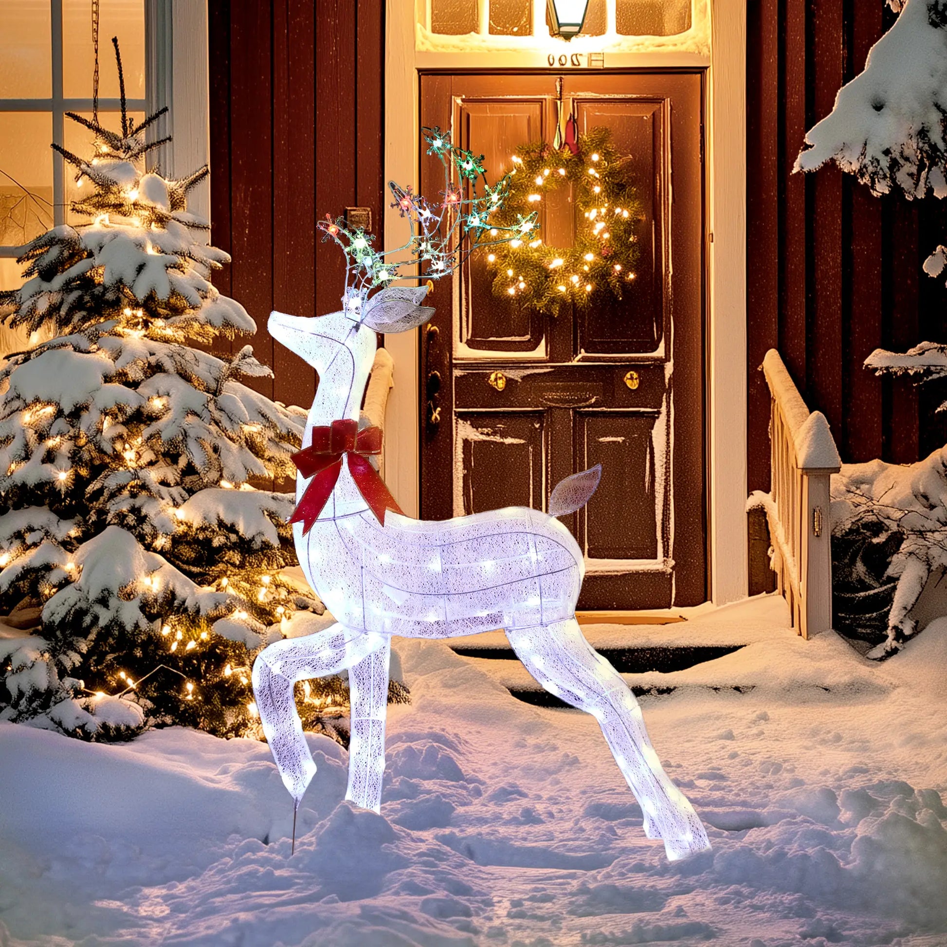 4.3FT Lighted Christmas Reindeer, RGB and Warm White LEDs, IP44 Waterproof, RGB and Warm White Christmas Decorations at Gallery Canada