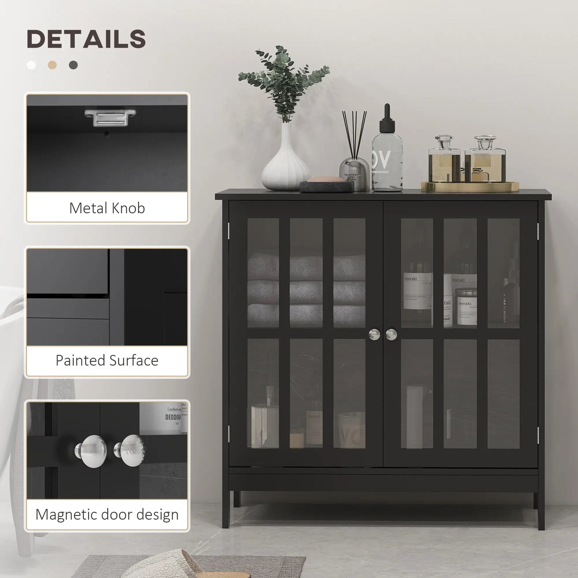 Modern Kitchen Buffet Cabinet, 2 Doors, Dining Room Sideboard, Black Bar Cabinets at Gallery Canada