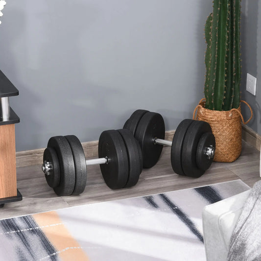 Adjustable 2 x 55lbs Dumbbell Set, Weight Training, Home Gym, Black Dumbbells & Barbells Black at Gallery Canada