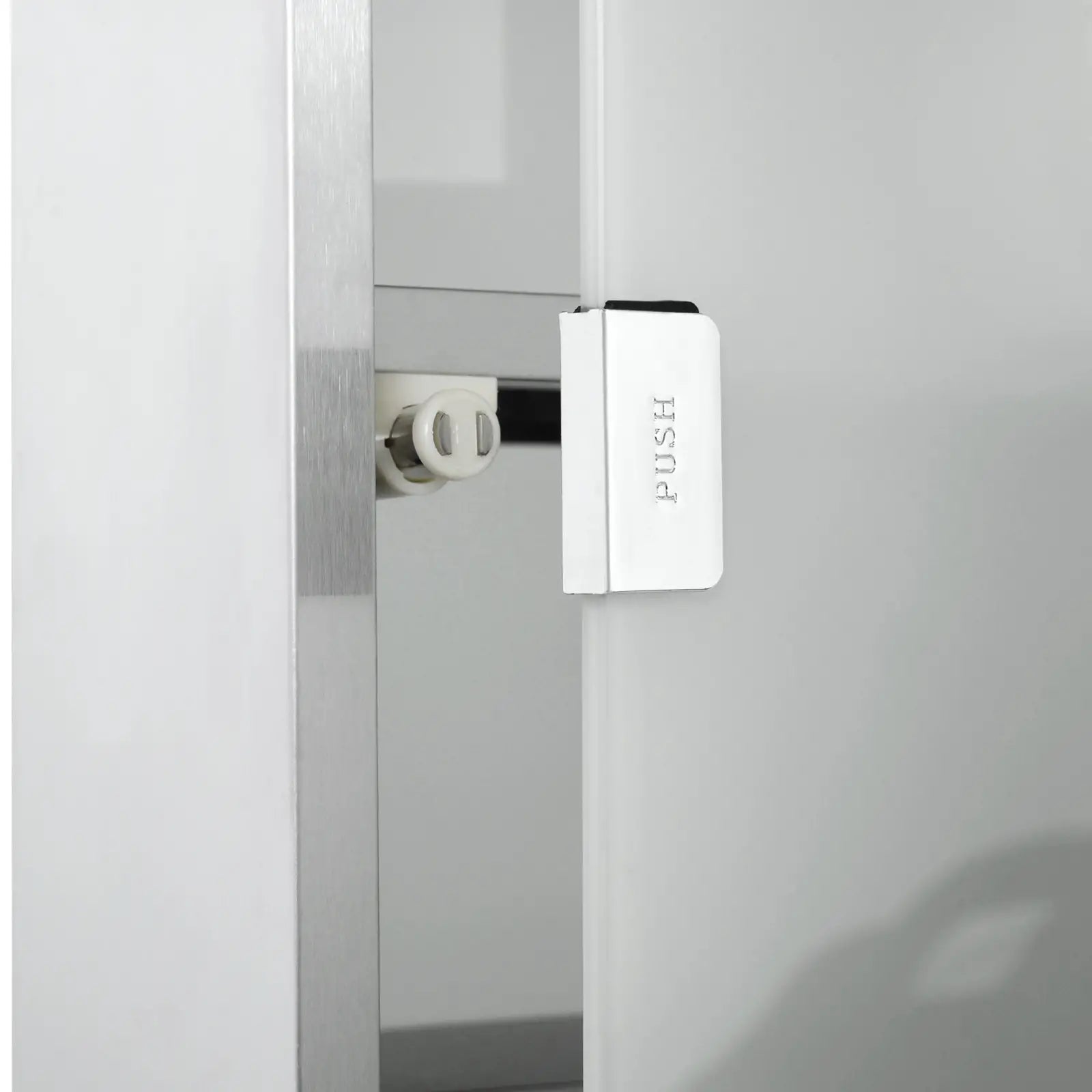 Wall Mount Medicine Cabinet, 4 Tier Shelves, Stainless Steel Frame, Glass Door, Lockable, 12