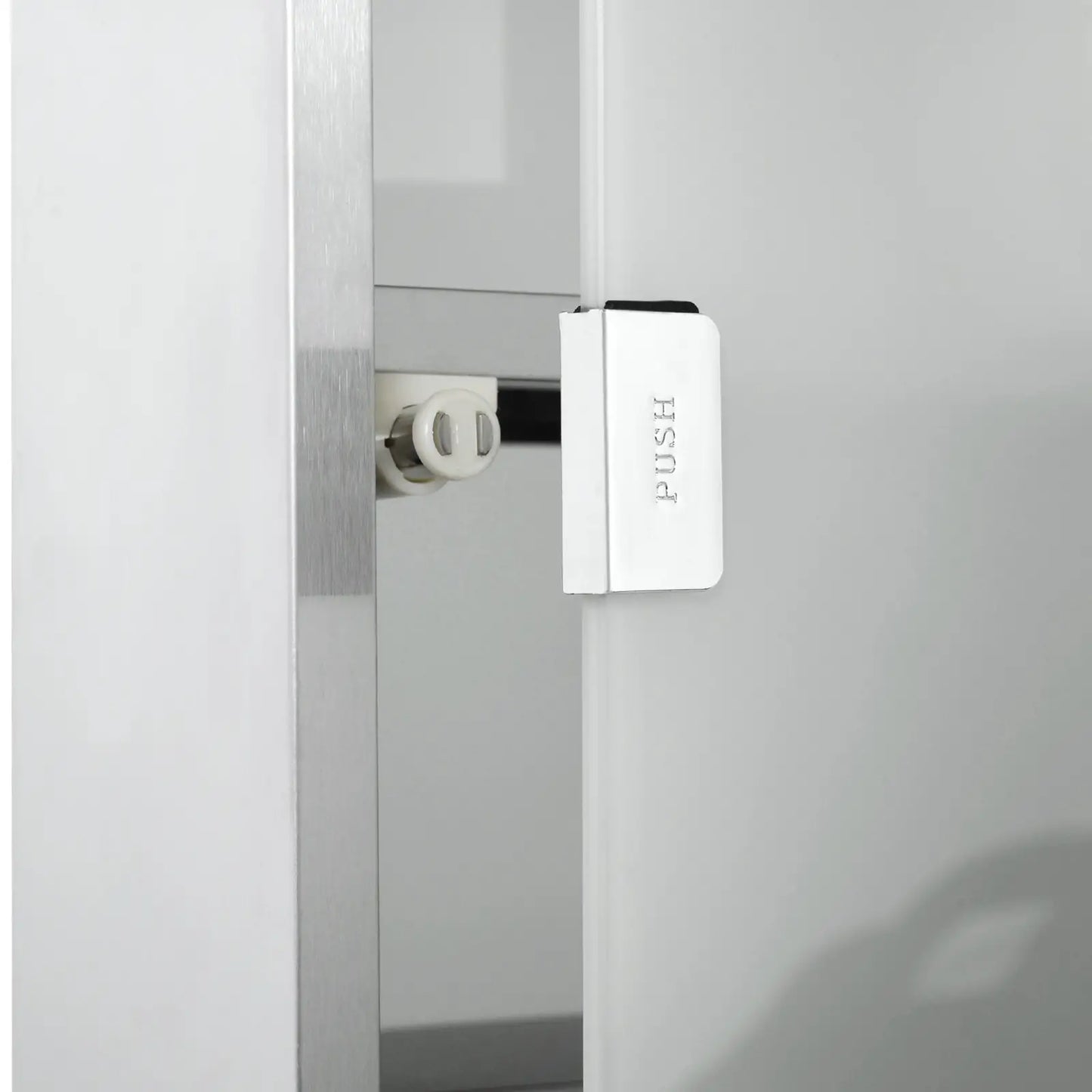 Wall Mount Medicine Cabinet, 4 Tier Shelves, Stainless Steel Frame, Glass Door, Lockable, 12" x 23.5", Silver Mirror Medicine Cabinets at Gallery Canada