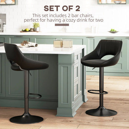 Swivel Bar Stools Set of 2, Faux Leather Upholstered Counter Height Barstools with Round Metal Base Bar Stools at Gallery Canada