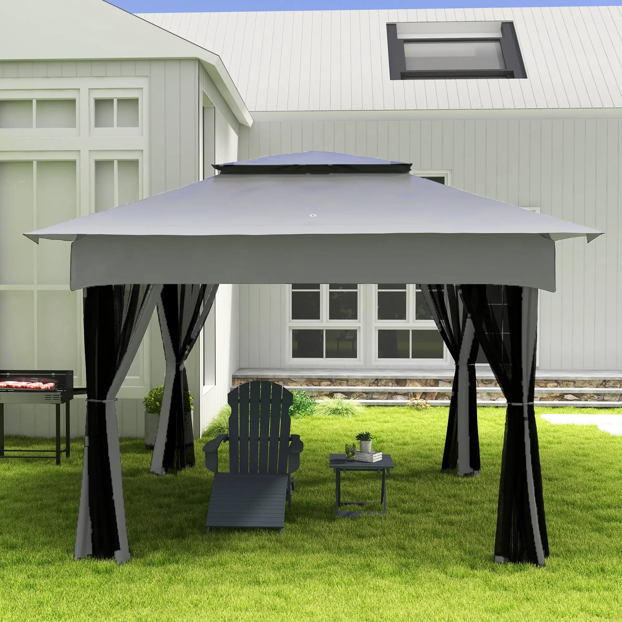 Charcoal Rotisserie Grill, 3-Level Grate, Storage Shelves, Stainless Steel Charcoal BBQ Grils at Gallery Canada
