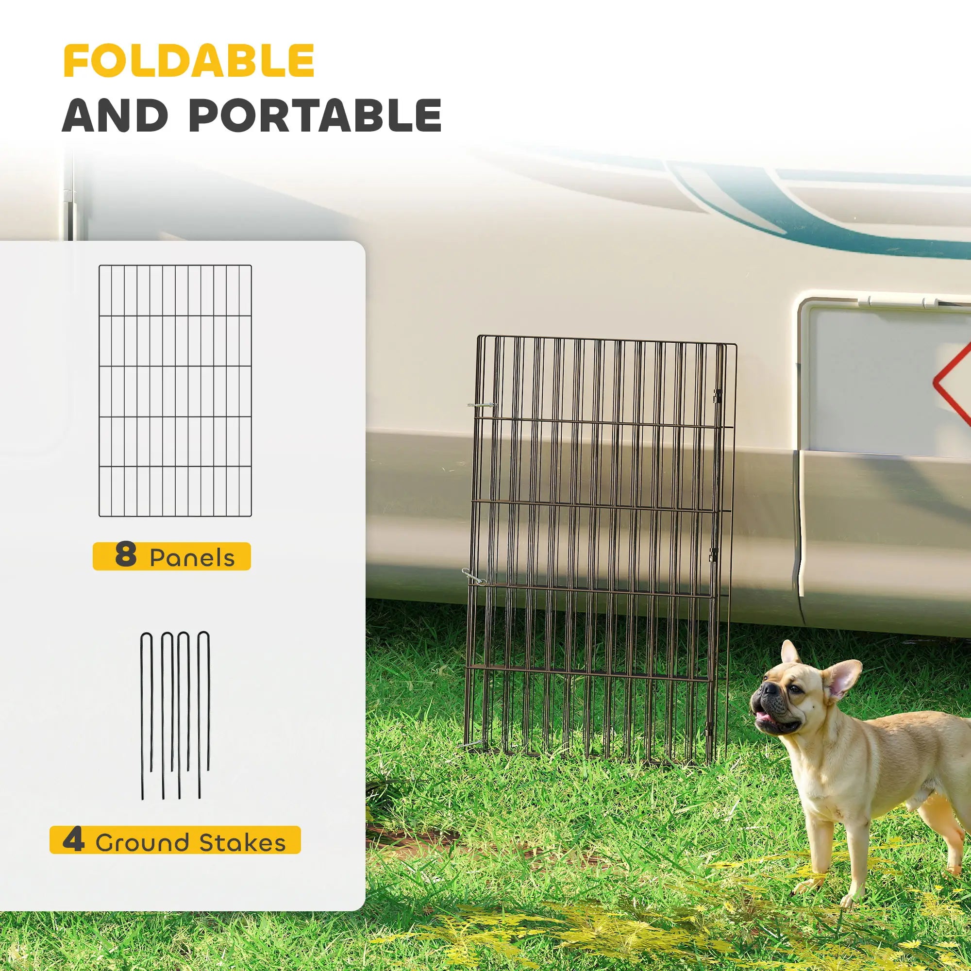 Foldable Metal Dog Playpen, Expandable Pet Fence, 20