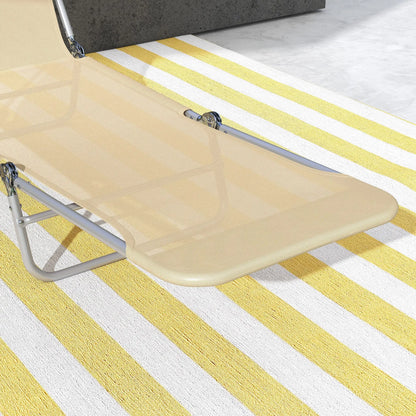 Folding Outdoor Lounge Chair Set, 2 Reclining Tanning Chairs, 5-Position Adjustable Backrest, Brown Lounger Chairs at Gallery Canada