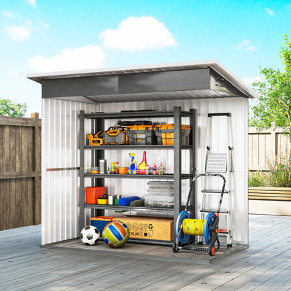 7' x 4' Galvanised Steel Outdoor Storage Shed, Window, Lockable Door, Dark Grey Sheds at Gallery Canada