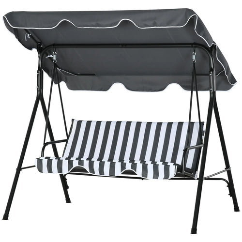 3-Seater Outdoor Porch Swing, Adjustable Canopy, White, Grey