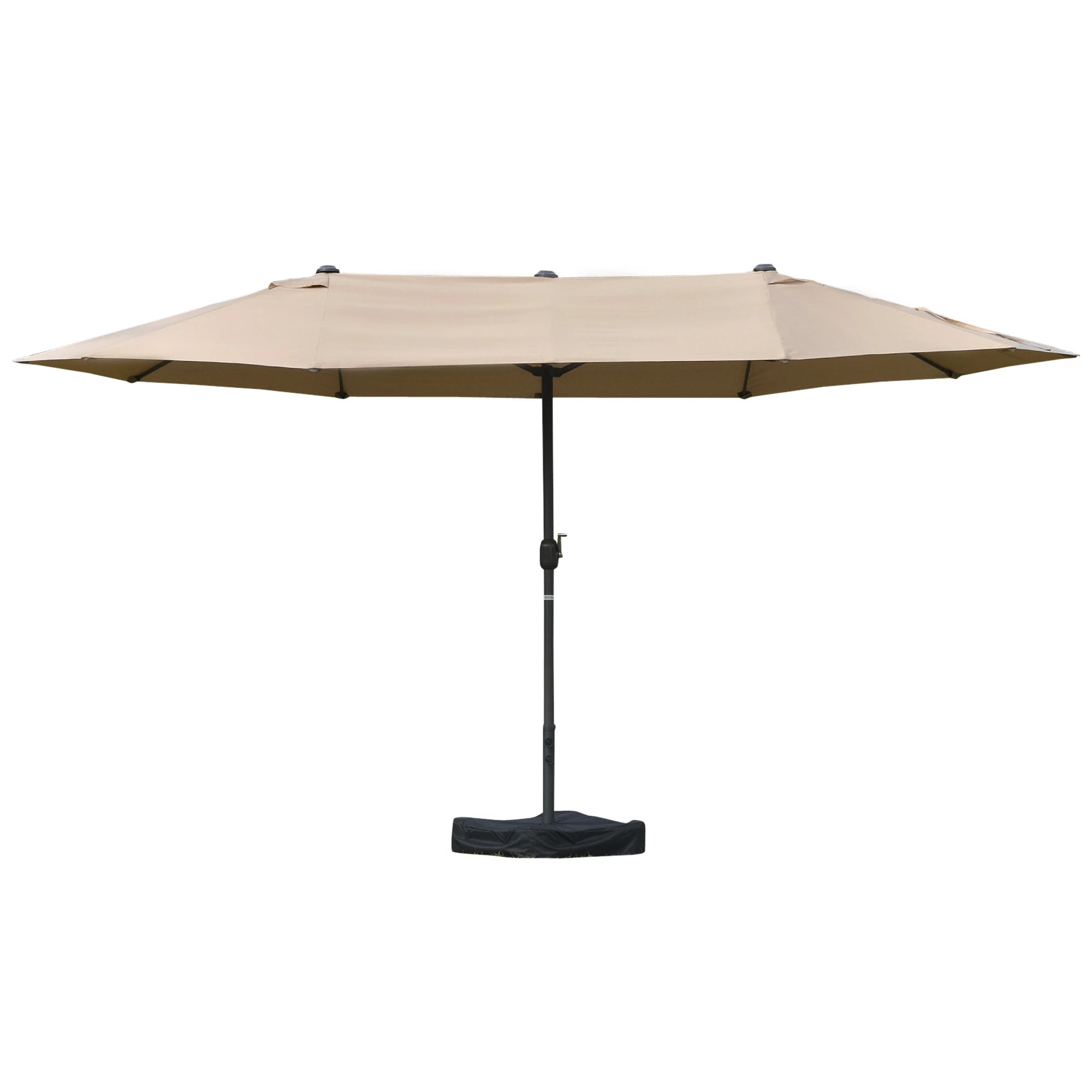 15' Outdoor Patio Umbrella, Twin Canopy Sunshade, Steel, Lift Crank, Khaki Sun Umbrellas at Gallery Canada