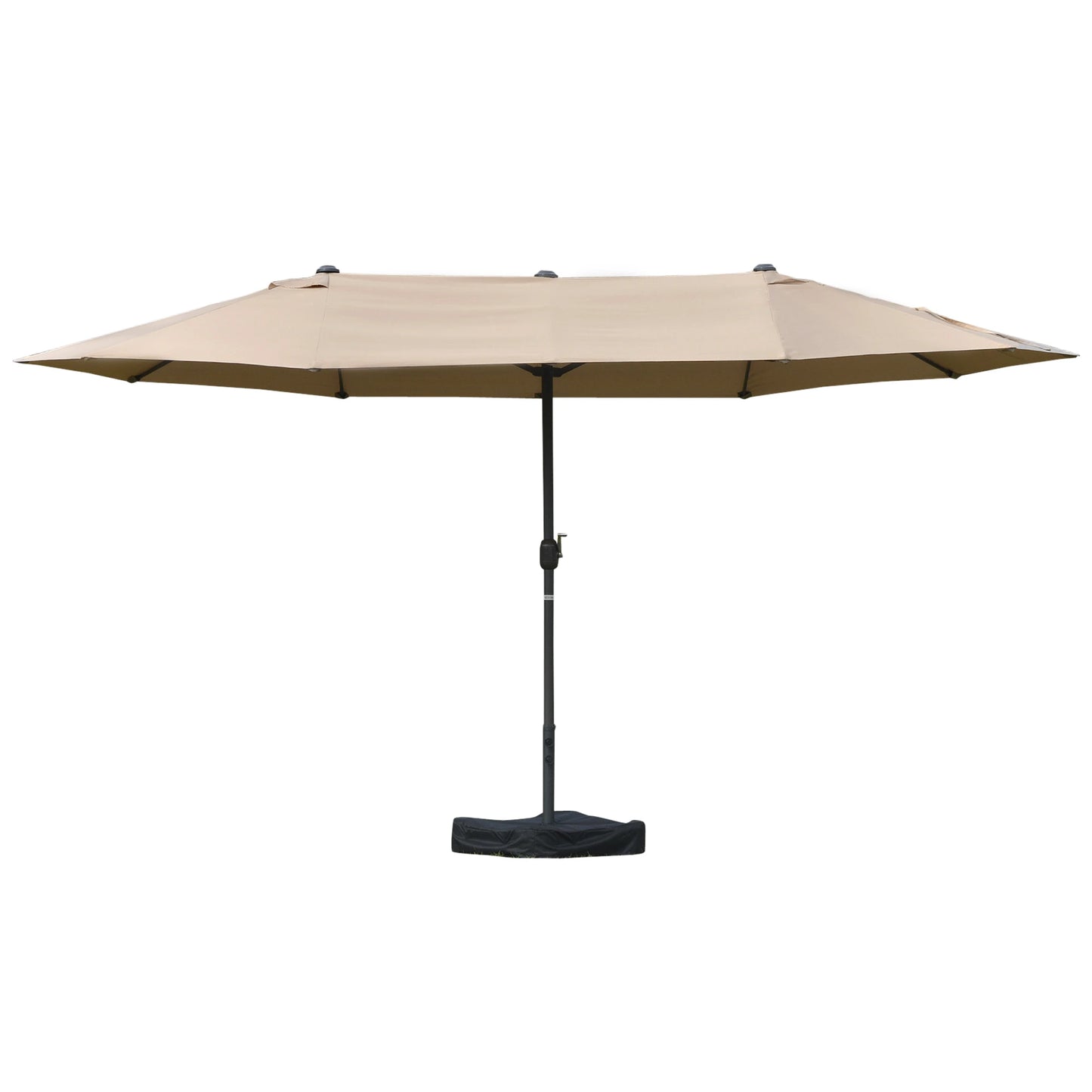 15' Outdoor Patio Umbrella, Twin Canopy Sunshade, Steel, Lift Crank, Khaki Sun Umbrellas at Gallery Canada