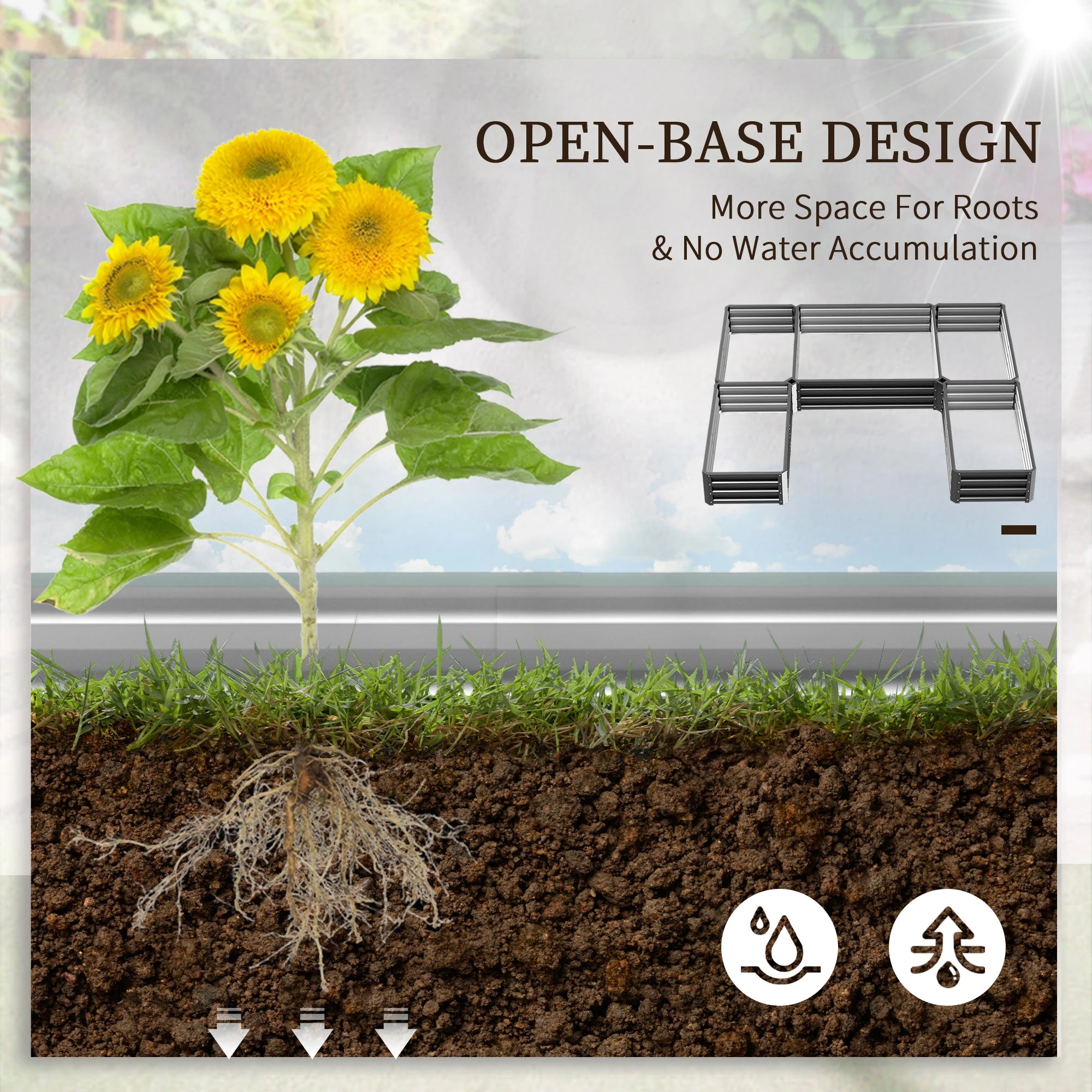Steel Raised Garden Bed, Set of 5 Large Planters, 8x8x1ft, Grey Galvanized Planter Boxes at Gallery Canada