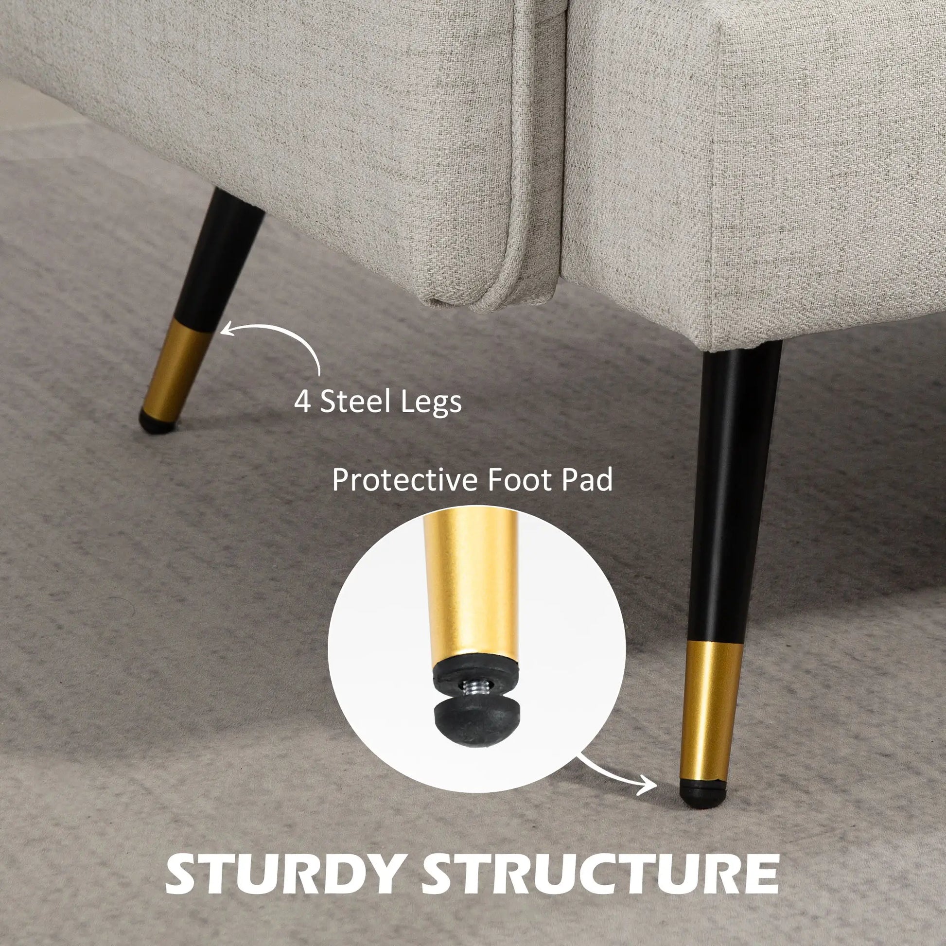 55" Loveseat, Fabric Sofa, Button Tufted Back, Steel Legs, Cream White 2-Seater Sofas at Gallery Canada