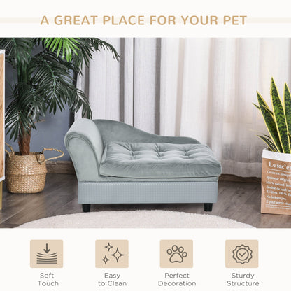Pet Sofa Dog Couch Chaise Lounge Pet Bed with Storage Function Small Sized Dog Various Cat Sponge Cushioned Bed Lounge, Light Grey - Gallery Canada