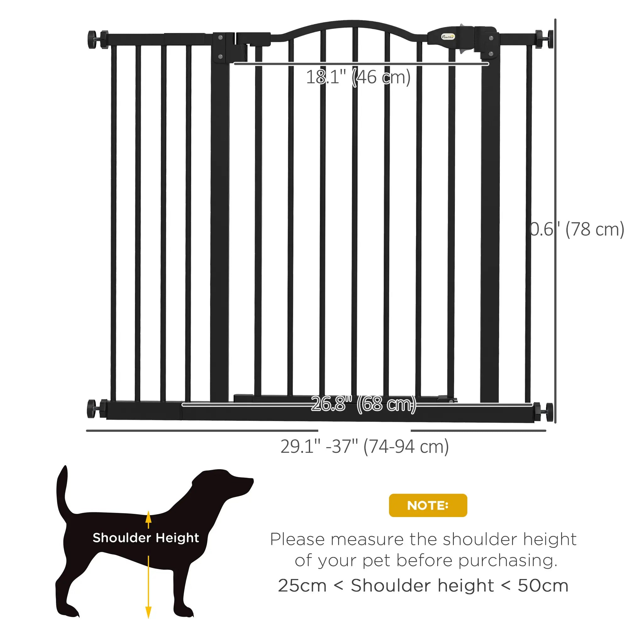 Extra Tall Dog Gate With Door, Pressure Fit, Auto Close, 29