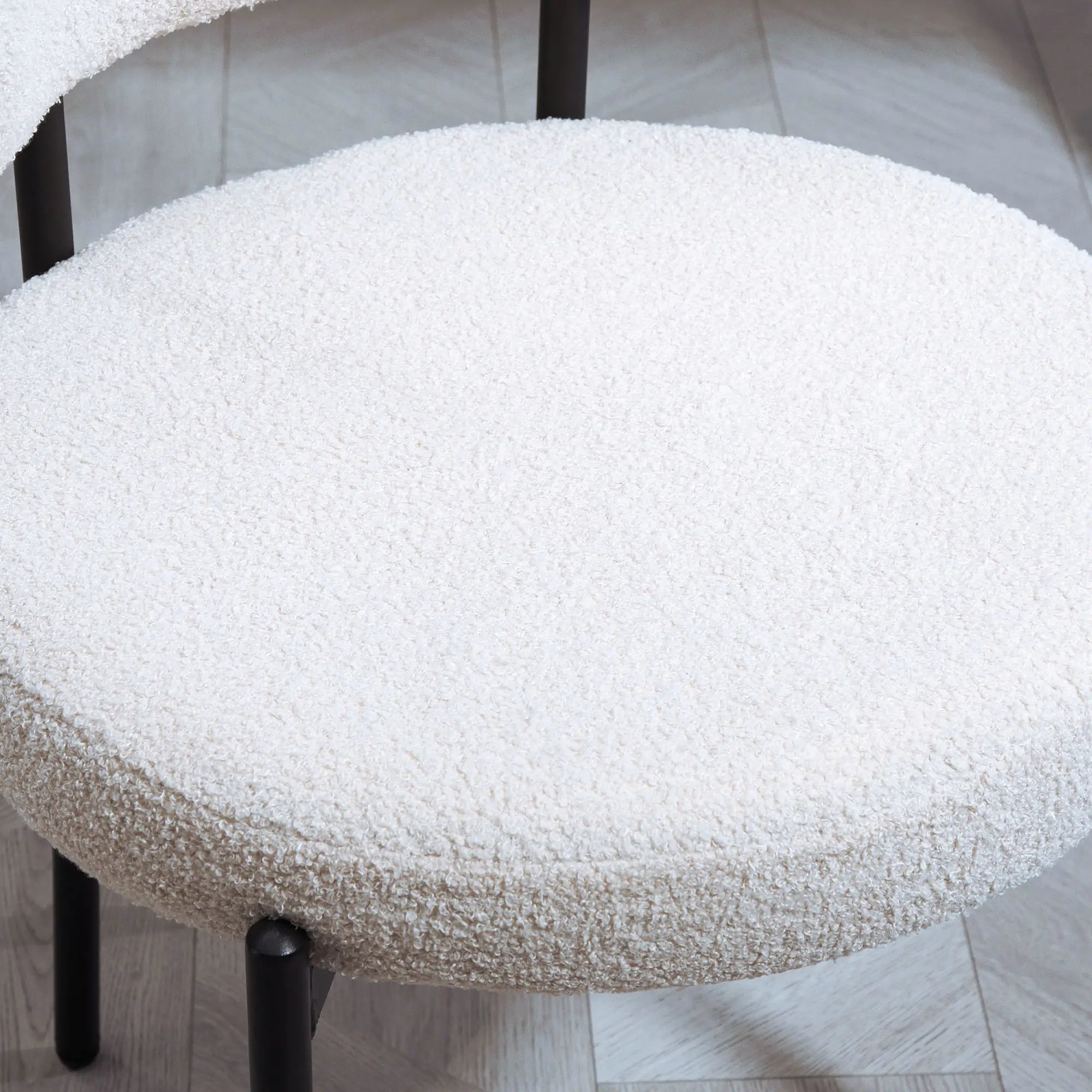 2 Kitchen Chairs, Modern Dining, Berber Fleece Upholstery, Steel Legs, Cream White Dining Chairs at Gallery Canada