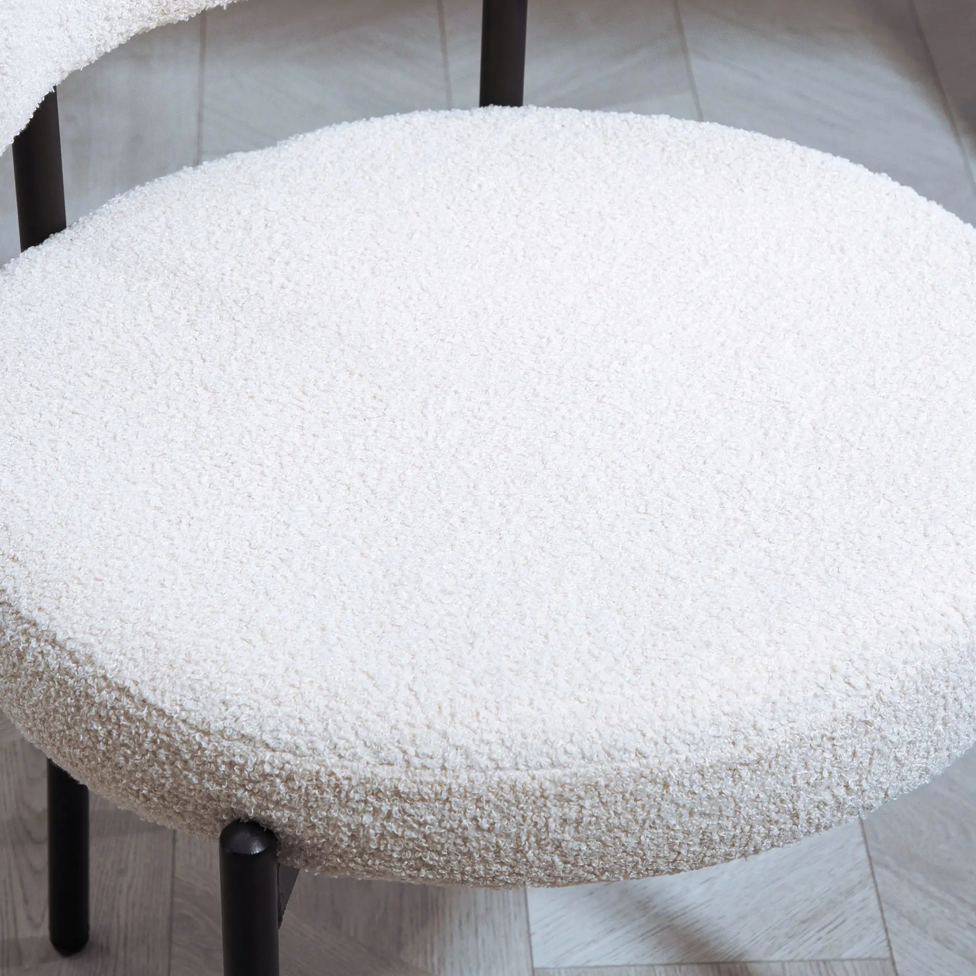 2 Kitchen Chairs, Modern Dining, Berber Fleece Upholstery, Steel Legs, Cream White Dining Chairs at Gallery Canada