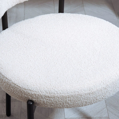 2 Kitchen Chairs, Modern Dining, Berber Fleece Upholstery, Steel Legs, Cream White Dining Chairs at Gallery Canada