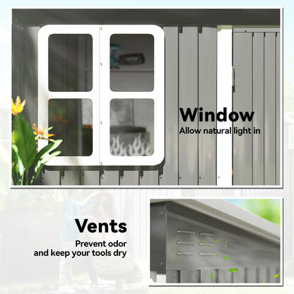 8.5' x 6' Galvanised Steel Outdoor Storage Shed, Garden Shed, Grey Sheds at Gallery Canada