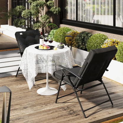 Outdoor Folding Chairs, Adjustable Backrest, Padded, Set of 2, Black Patio Chairs at Gallery Canada