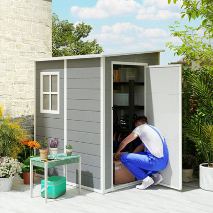 4'x5' Garden Tool Storage Shed, Lean to, Window, Vent, Plastic Roof, Grey Sheds at Gallery Canada
