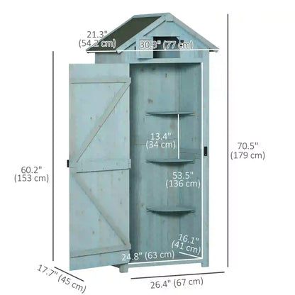 30" x 21" x 71" Garden Storage Shed, Outdoor Tool House, 3 Tier Shelves, Blue Sheds at Gallery Canada