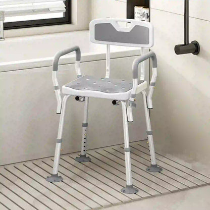Adjustable Shower Chair With Arms, Back, Padded Seat, Light Grey Bath Chairs at Gallery Canada