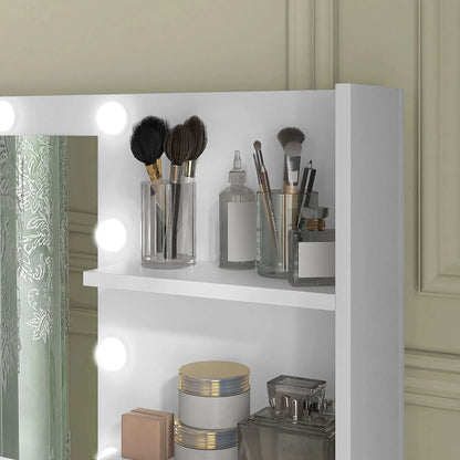 LED Vanity Table with Mirror, 3 Drawers, Storage Shelves, White Dressing & Vanity Tables at Gallery Canada