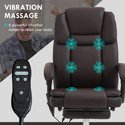 Massage Office Chair, Reclining Executive Chair, 6-Point Vibration, Footrest, Dark Brown Massage Chairs at Gallery Canada