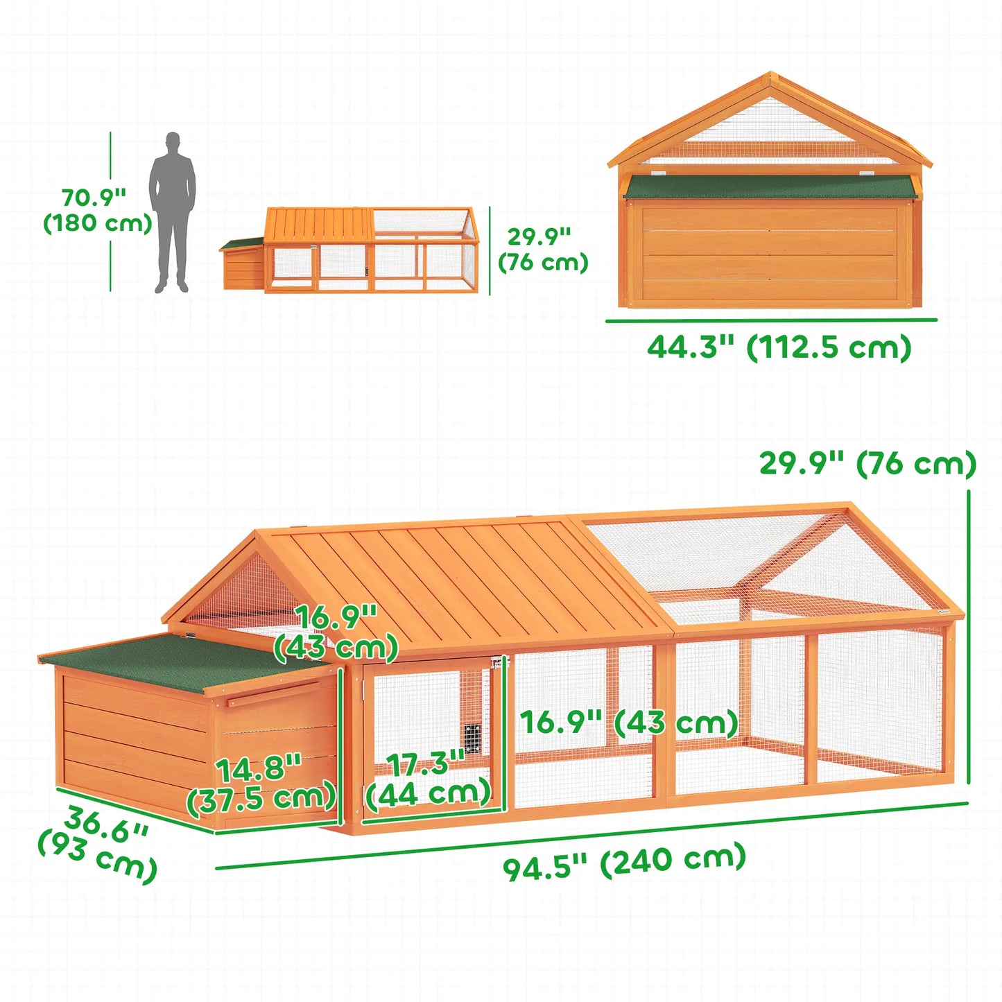 95"L Chicken Coop With Nesting Box, Wooden Roof, Side Door Chicken Coops at Gallery Canada