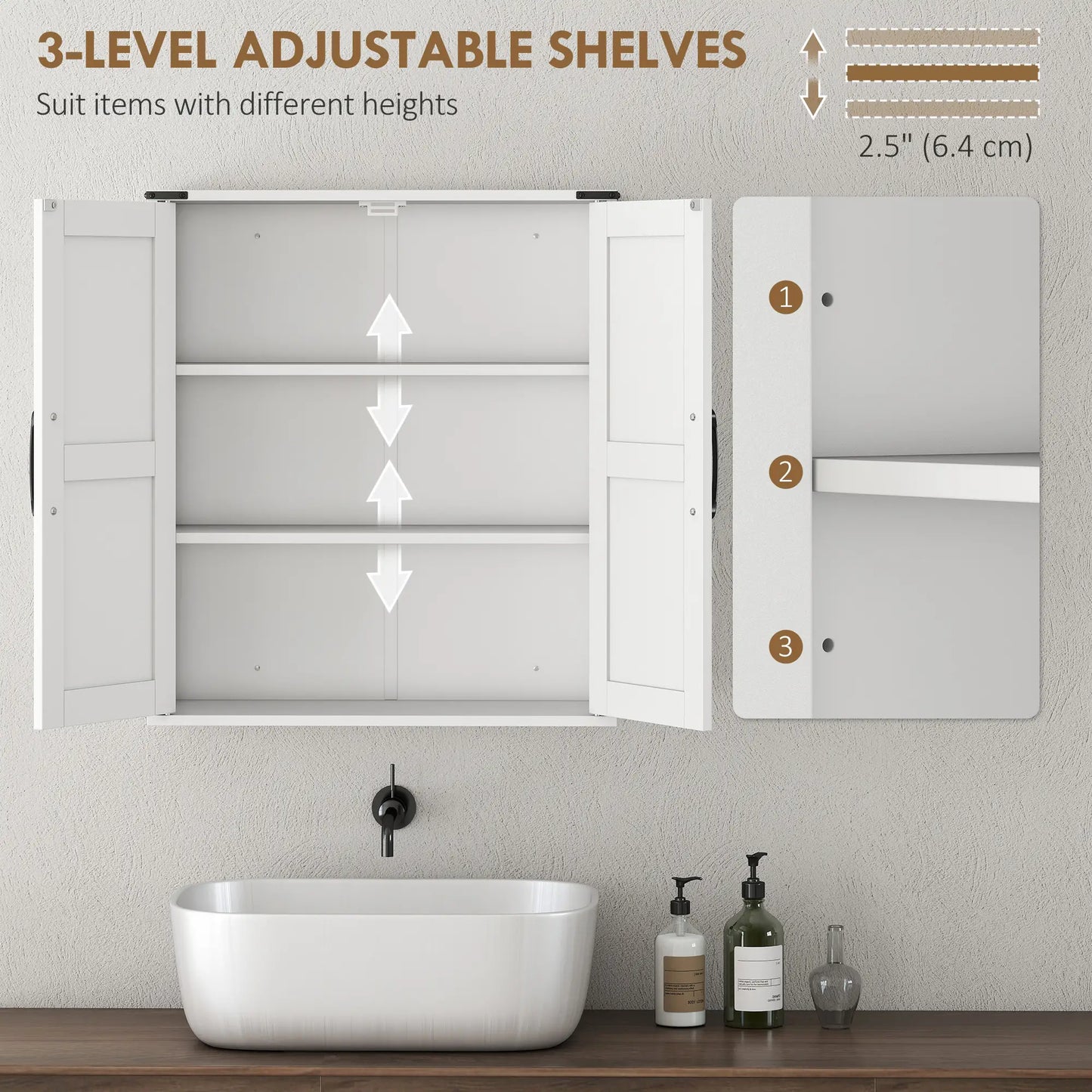 Wall Mounted Medicine Cabinet, Barn Doors, Adjustable Shelves, White Wall Mounted Cabinets at Gallery Canada