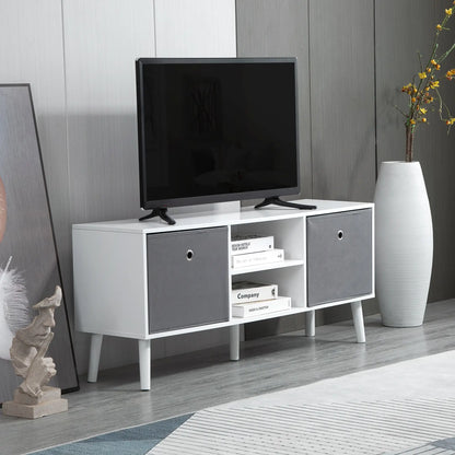 Modern TV Stand with Foldable Drawers, Shelves, White TV Stands at Gallery Canada