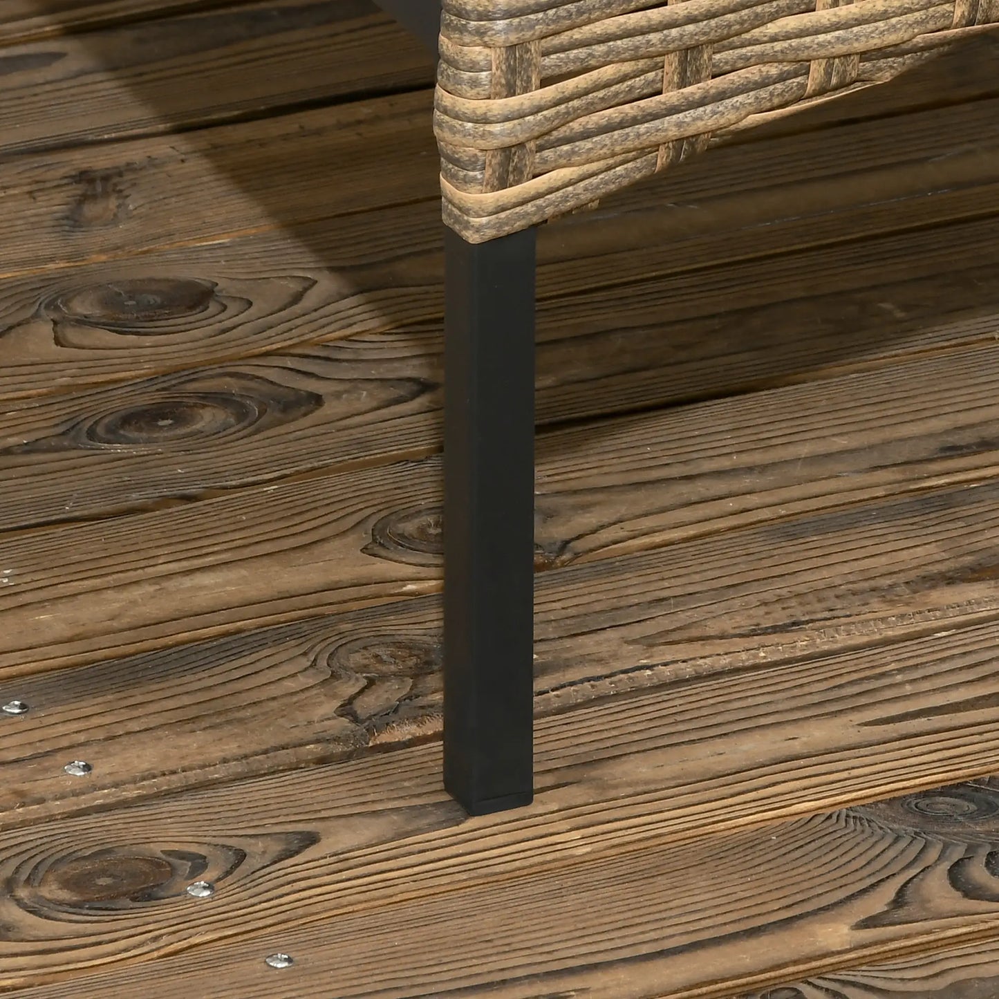 5 Piece PE Rattan Garden Set, 2 Armchairs, 2 Stools, Steel Table, Khaki Bistro Sets at Gallery Canada