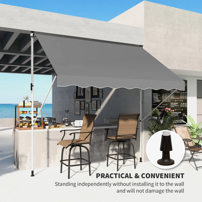 10x5ft Manual Retractable Awning, Water Resistant UV Protector, Grey Door Awnings at Gallery Canada